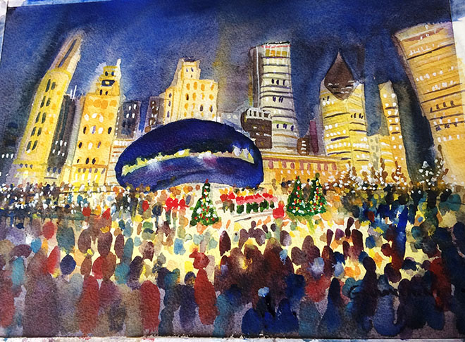 Caroling at the Bean