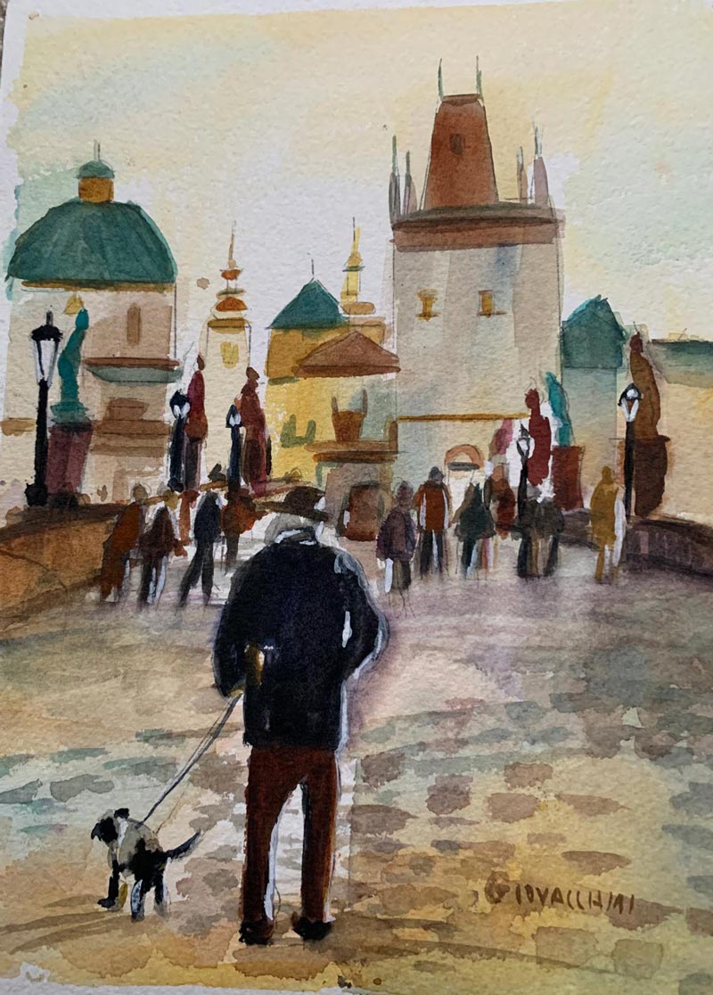 Dog walking in Prague