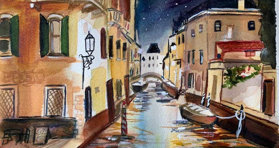 Midnight in Venice canal